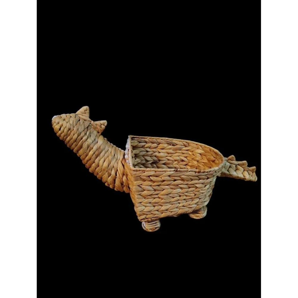 Dinosaur Rattan Wicker Plant Fruit Storage Decorative Planter